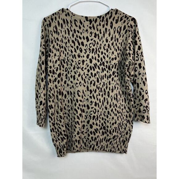 Susan Graver Cardigan Sweater Button Front Animal Leopard Print Sequin Med - Picture 8 of 9